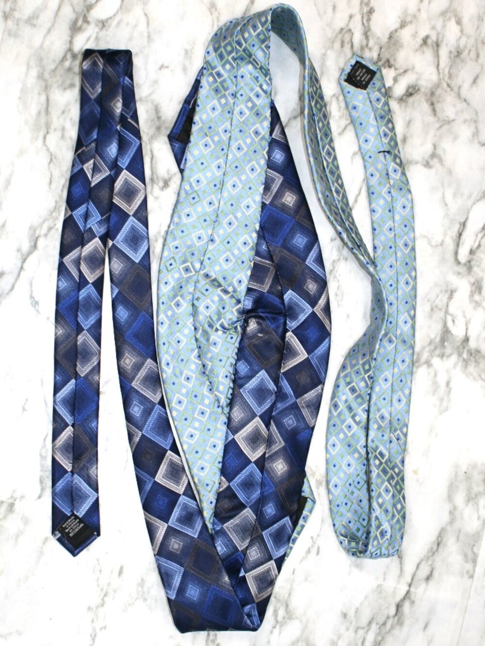 HAND CRAFTED Belt Necktie Upcycled Cummerbund Wrap Silk Wide Obi Waist Sash Blue - Picture 9 of 17
